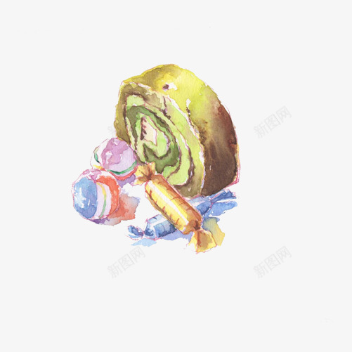 抹茶蛋卷手绘画片png免抠素材_新图网 https://ixintu.com 手绘美食 抹茶 绿色 蛋卷 零食