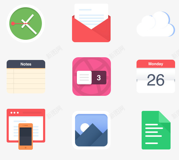 精致UI图标psd_新图网 https://ixintu.com UI icon 图标 日历 时钟
