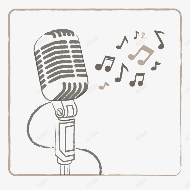 复古麦克风和音符png免抠素材_新图网 https://ixintu.com 复古麦克风 歌唱 音乐 音符 麦克风