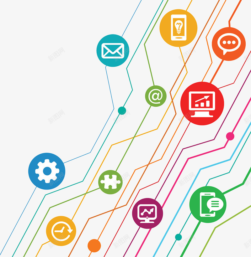 科技线路图标png_新图网 https://ixintu.com 互联网 图标 数据 电路线条 科技