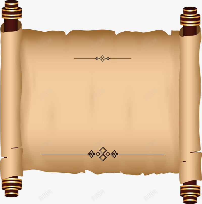 横板的羊皮纸卷轴png免抠素材_新图网 https://ixintu.com 卡通卷轴 卷轴 矢量卷轴 羊皮纸卷轴