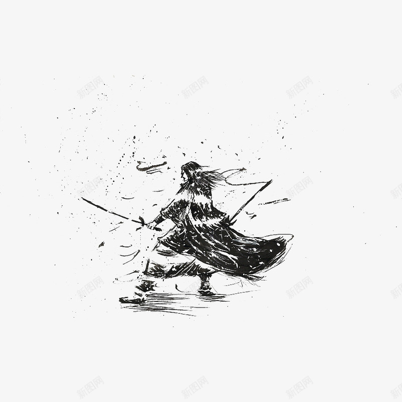 中国风水墨剑客png免抠素材_新图网 https://ixintu.com 中国风 剑客 古典 古风男 手绘 武侠 武侠标志 武功 水墨 水墨剑客 江湖 男剑客
