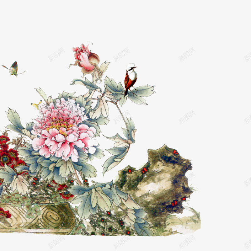 水墨假山花鸟png免抠素材_新图网 https://ixintu.com 假山 水墨 水墨画 花鸟
