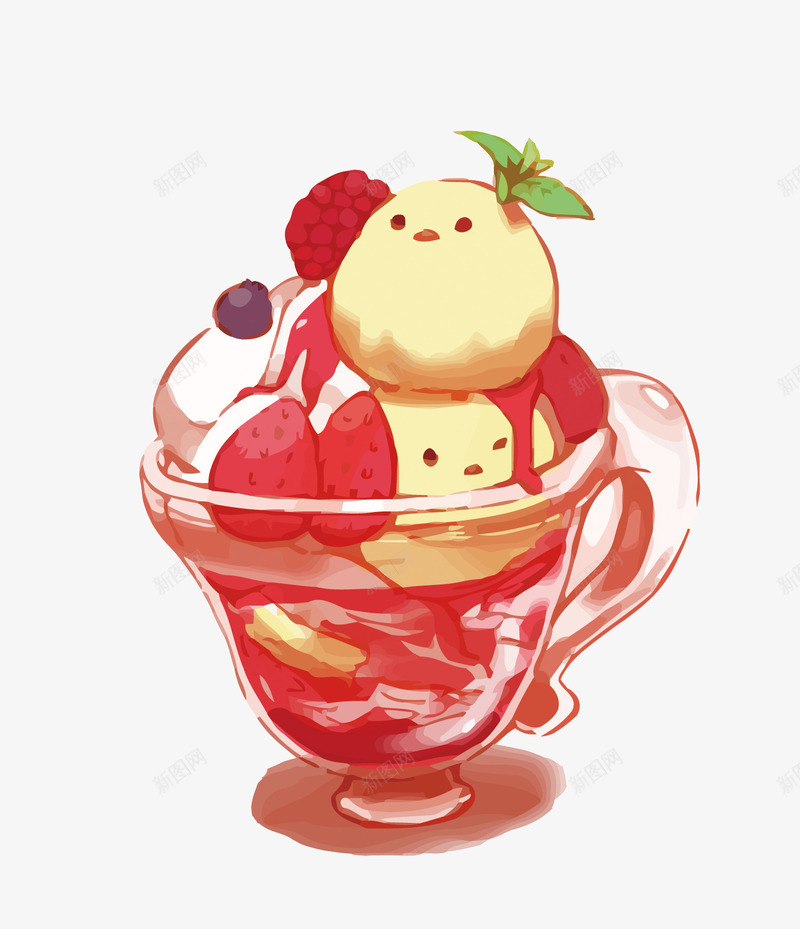 草莓冰淇淋杯矢量图eps免抠素材_新图网 https://ixintu.com PNG图片 PNG图片素材 PNG素材 PNG素材免费下载 冰淇淋 小鸡 草莓 矢量图