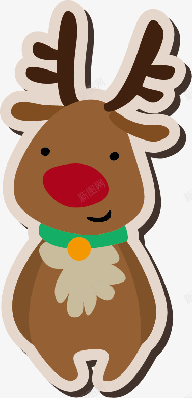 卡通麋鹿png免抠素材_新图网 https://ixintu.com 圣诞节 圣诞节素材 圣诞贺卡 新年背景