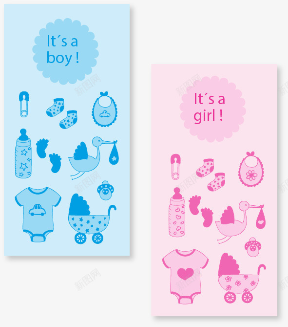 2款迎婴元素卡片png免抠素材_新图网 https://ixintu.com 卡片 婴儿 婴儿素材 婴儿车 新生儿 迎婴元素