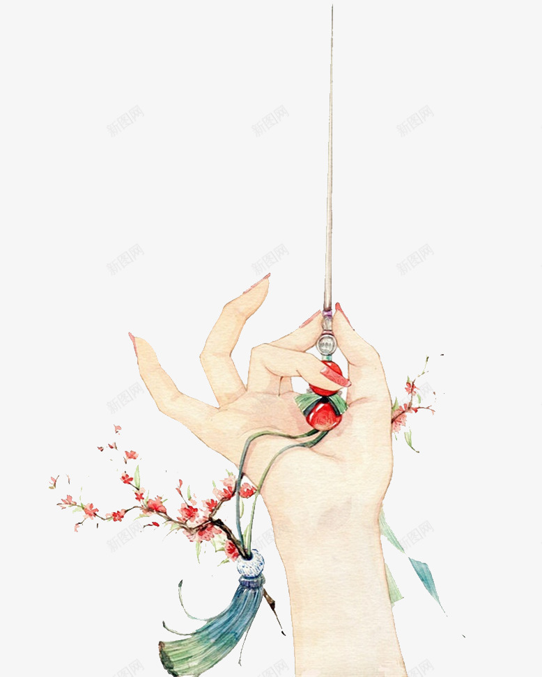 古风兰花指拿梅花钗子png免抠素材_新图网 https://ixintu.com 中国风 发饰 古风 簪子 花簪子 装饰 钗子