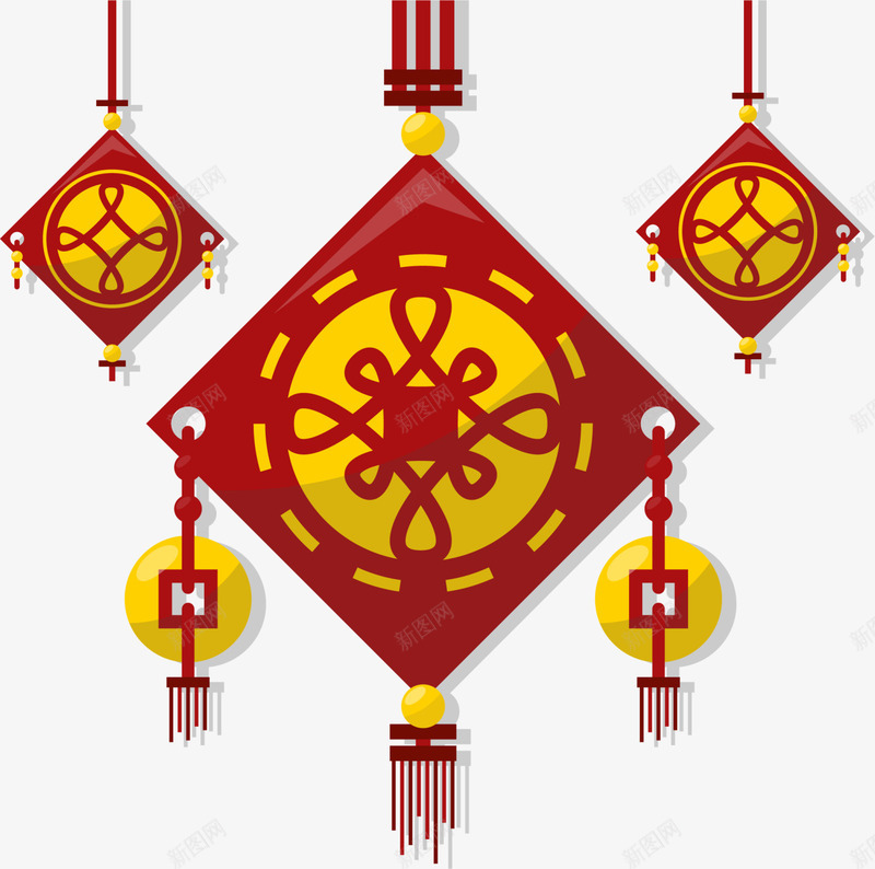 春节红色中国结挂饰png免抠素材_新图网 https://ixintu.com 中国结挂饰 中国风 喜庆 新年挂饰 春节中国结 红色中国结