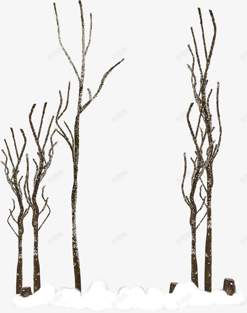 树木png免抠素材_新图网 https://ixintu.com 冬季 枯树 树木 植物 积雪