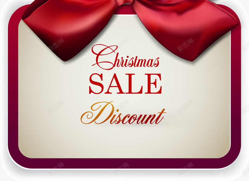 圣诞节促销卡片矢量图ai免抠素材_新图网 https://ixintu.com christmas sale 促销卡片 唯美蝴蝶结 圣诞节卡片 红色蝴蝶结 矢量图