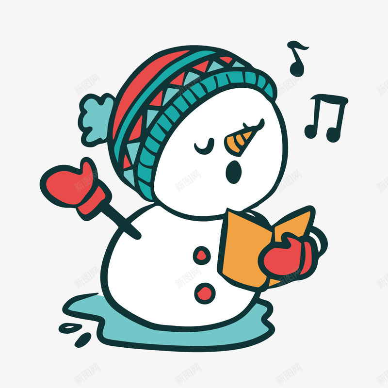 彩色手绘雪人唱歌元素矢量图ai免抠素材_新图网 https://ixintu.com 创意 卡通插画 唱歌 唱歌图 彩色 手绘 矢量图 符号 雪人 音乐