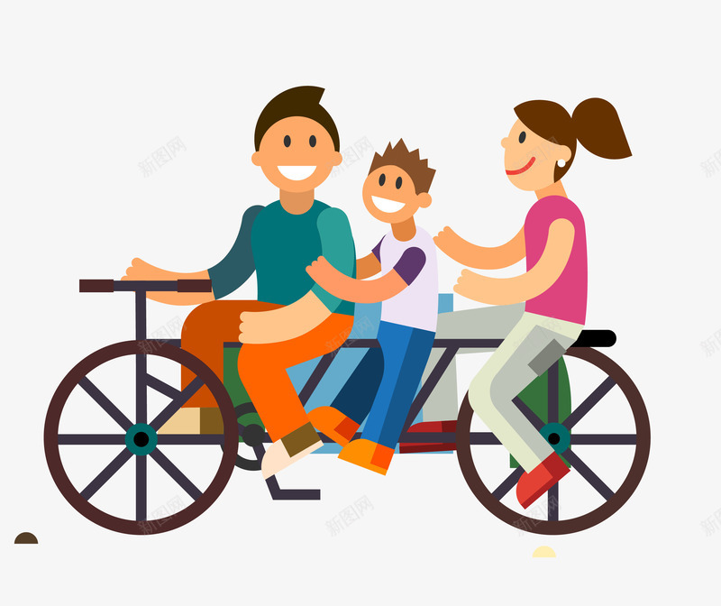 人物亲子教育骑车一家人png免抠素材_新图网 https://ixintu.com 亲子教育 人物素材 卡通图案 学习知识 家庭教育