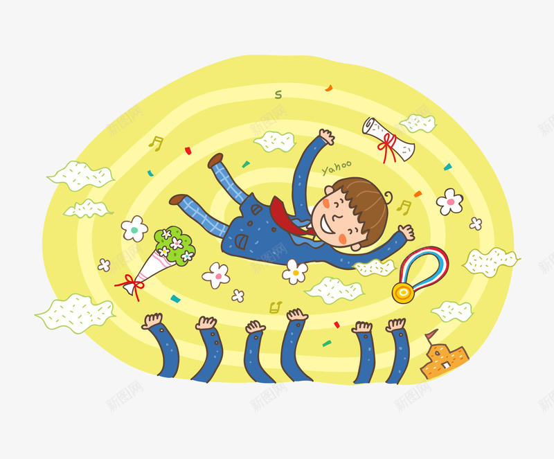 手绘卡通小男孩png免抠素材_新图网 https://ixintu.com 做梦 小清新 小男孩 手绘 手绘卡通小男孩 梦想