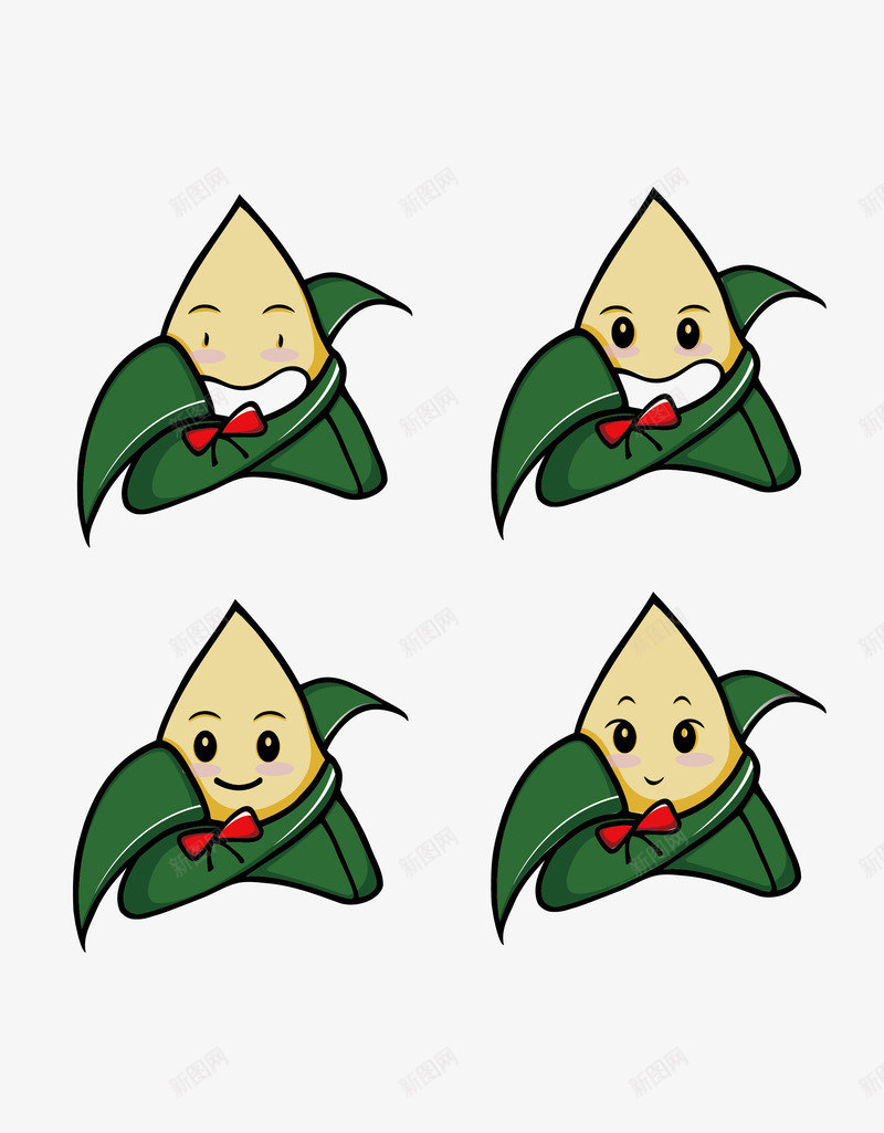 端午节卡通手绘粽子表情矢量图ai免抠素材_新图网 https://ixintu.com 卡通手绘 端午节 粽子 表情 矢量图