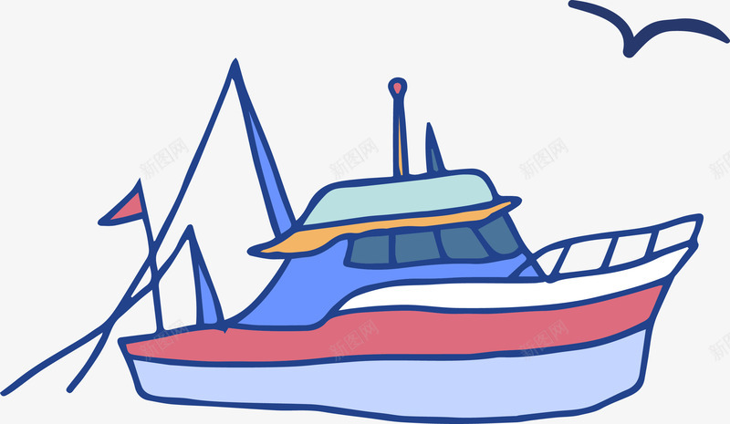 蓝色卡通船只图矢量图ai免抠素材_新图网 https://ixintu.com 卡通 帆船 木船 水上工具 渔船 渔船插图 渔船矢量 船 蓝色 轮船 矢量图