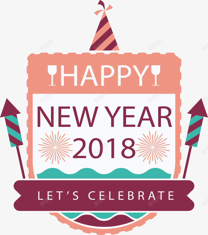 燃放烟花新年标签png免抠素材_新图网 https://ixintu.com 2018元旦 2018新年 happyNewYear 新年促销 新年标签 燃放烟火 矢量png