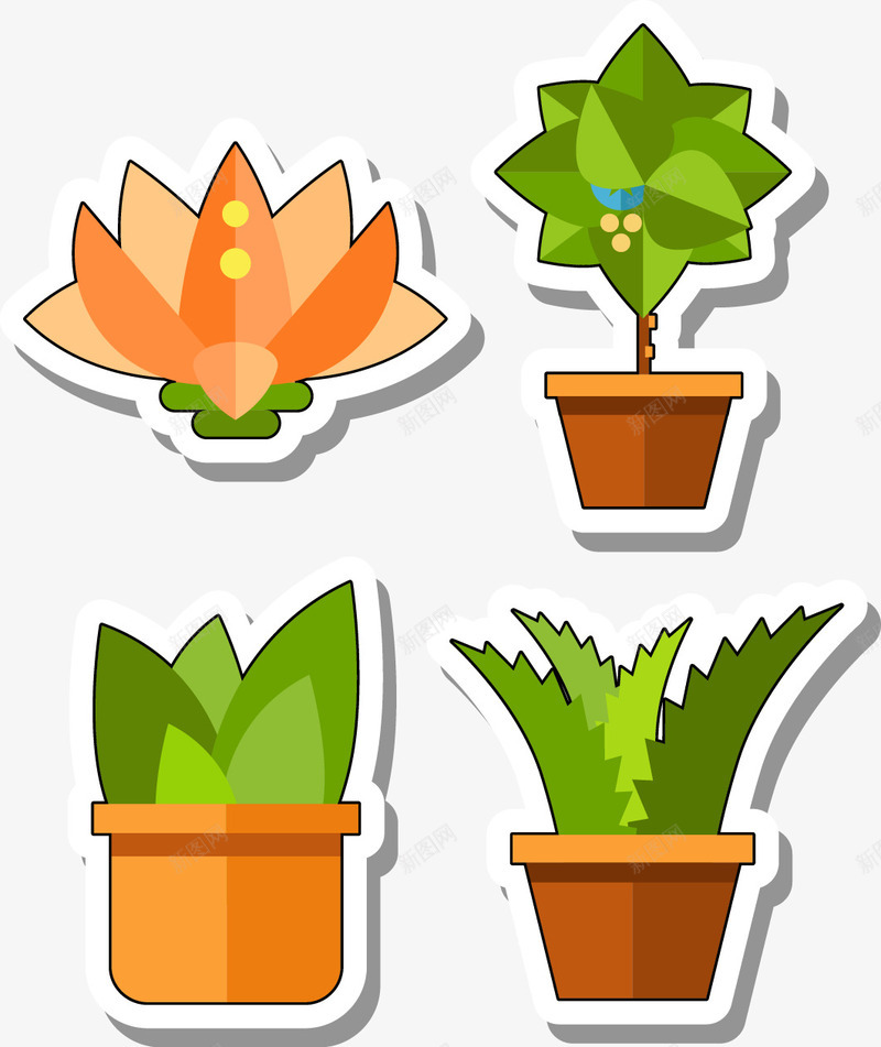 卡通植物盆景盆栽png免抠素材_新图网 https://ixintu.com 卡通 扁平 植物 盆景 盆栽 简约 绿色