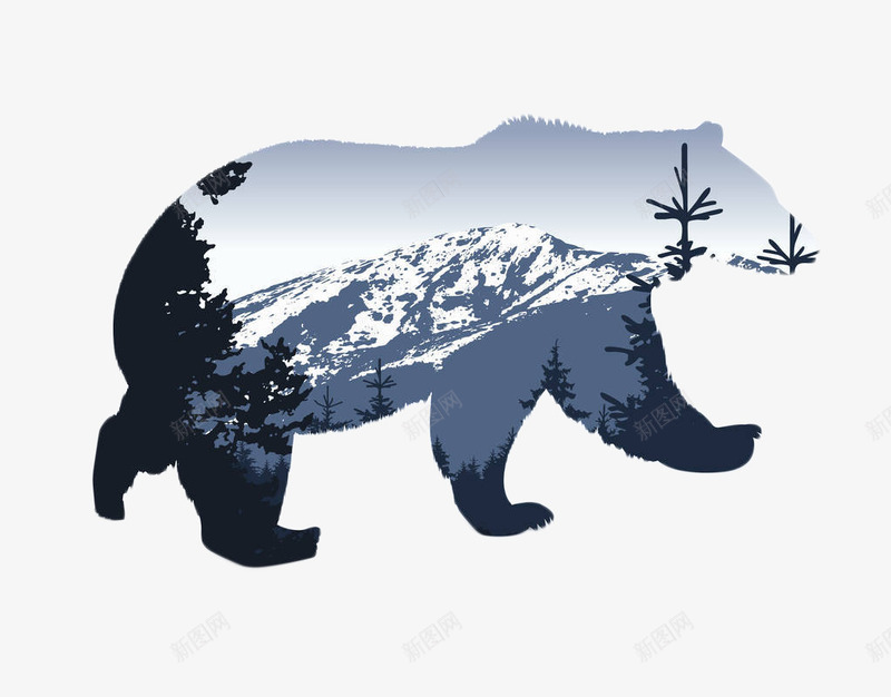 雪原霸气逼人熊剪影png免抠素材_新图网 https://ixintu.com 凶猛 动物 形象 熊剪影 特色 猛兽 雪原 霸气 霸气逼人