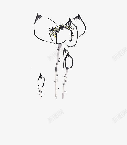 水墨荷花png免抠素材_新图网 https://ixintu.com 中国画 图片素材 水墨画 荷叶 荷花 莲花