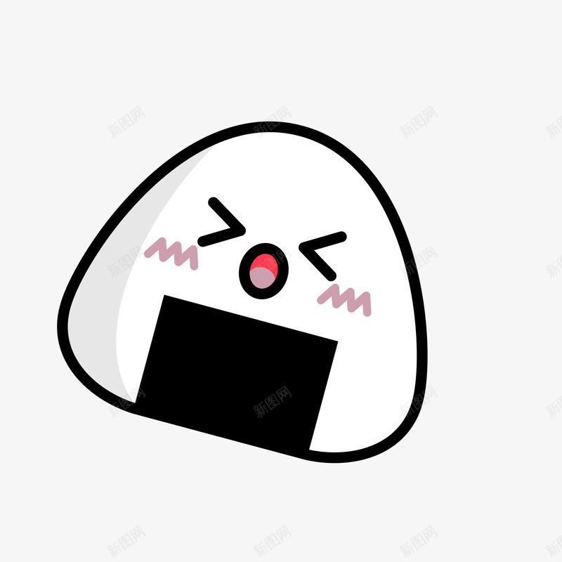 卡通饭团png免抠素材_新图网 https://ixintu.com 一个 卡通 可爱 嘴巴 手绘 白色的 眼睛 表情 饭团