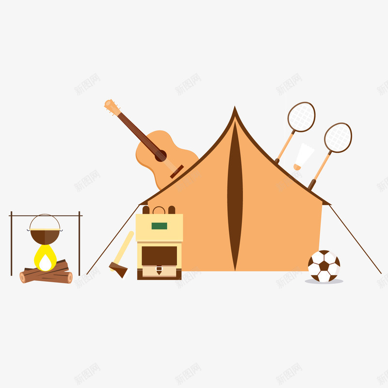 卡通夜晚露营帐篷png免抠素材_新图网 https://ixintu.com 卡通吉他 卡通帐篷 背景装饰 野炊 露营