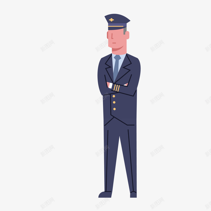 扁平化卡通保安人物png免抠素材_新图网 https://ixintu.com ppt人物 人物 保安 保安制服 安保 安全 扁平化 电商 门卫