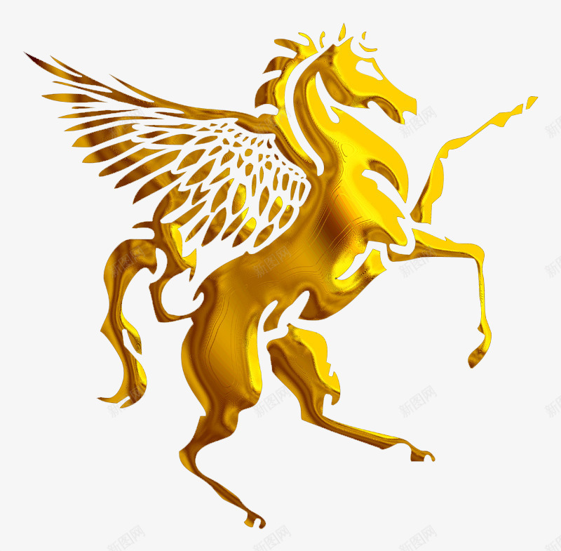 金马png免抠素材_新图网 https://ixintu.com 有翅膀的 金色的 金马
