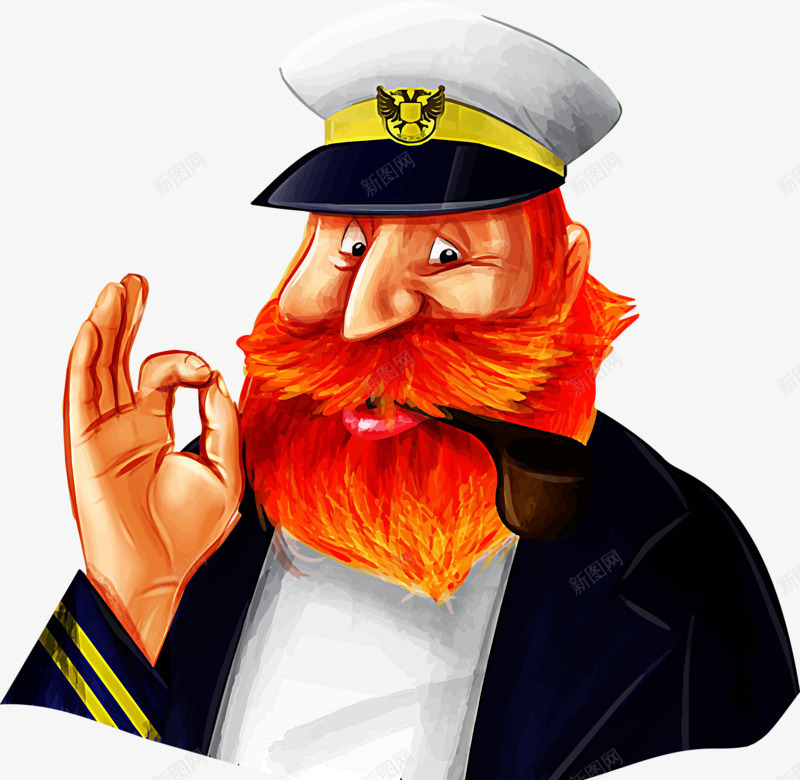 大胡子船长png免抠素材_新图网 https://ixintu.com captain 大胡子 烟斗 白色帽子 船长