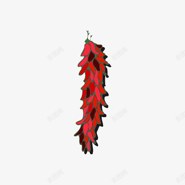 卡通辣椒串png免抠素材_新图网 https://ixintu.com 尖椒 植物 火辣 红色 红辣椒串 绿色 美食 辣椒 配料