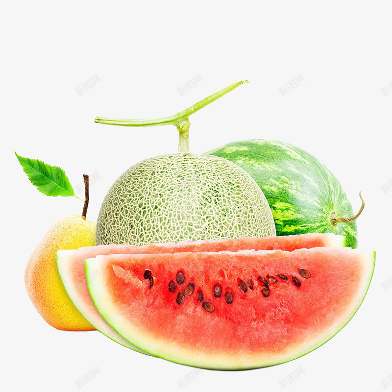 水果png免抠素材_新图网 https://ixintu.com 产品实物 哈密瓜 有机水果 水果 西瓜 雪梨