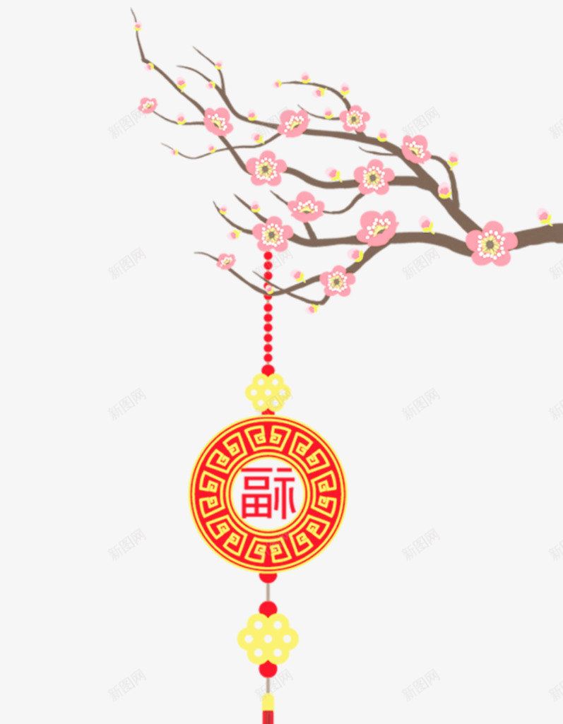 元旦海报背景元素png_新图网 https://ixintu.com 中国结 元旦节 创意设计 梅花 海报背景 迎新年