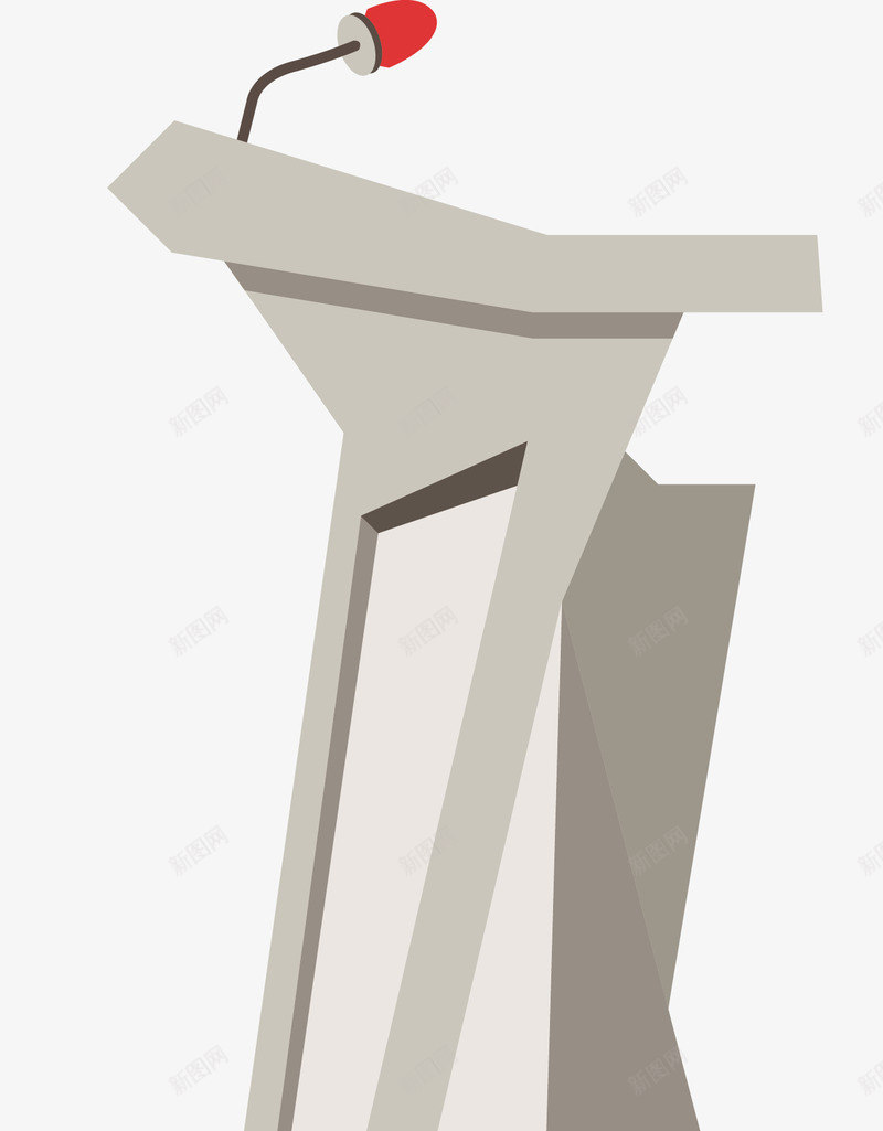银白色红色麦克风讲台png免抠素材_新图网 https://ixintu.com 卡通矢量讲台 卡通讲台 卡通风格 演讲台 矢量讲台 红色麦克风 银色