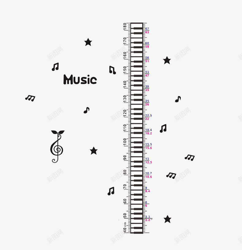 音符图案身高贴纸png免抠素材_新图网 https://ixintu.com 卡通音符 可爱身高贴 身高贴 量身高 黑色身高贴