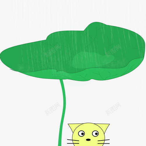卡通荷叶遮挡雨png免抠素材_新图网 https://ixintu.com 卡通 绿色叶子 荷叶 遮挡 雨