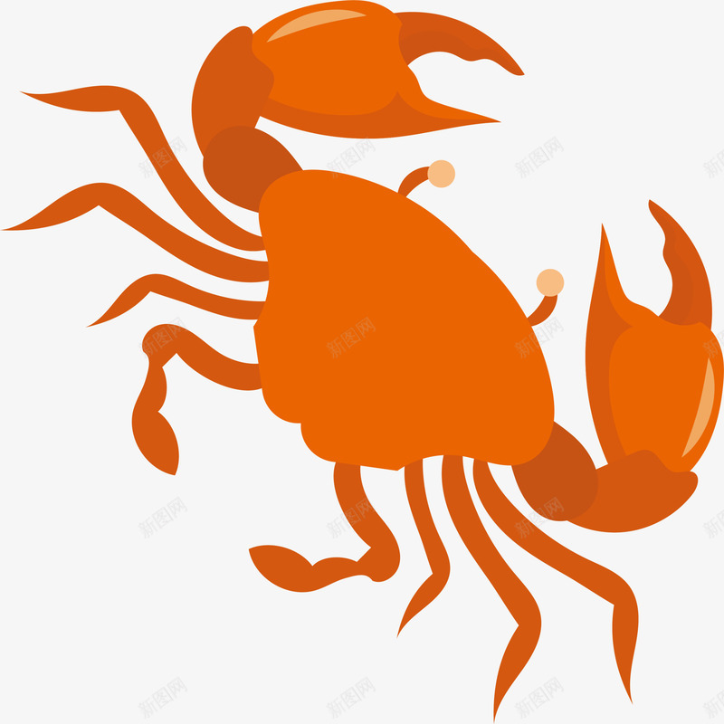 橙色扁平卡通螃蟹png免抠素材_新图网 https://ixintu.com 卡通螃蟹 大海 大闸蟹 海洋 海鲜 红色螃蟹 装饰图案