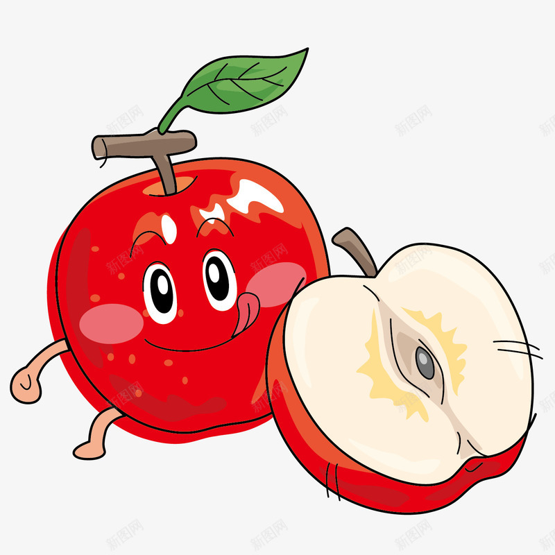 手绘苹果表情png免抠素材_新图网 https://ixintu.com 手绘画 苹果 表情