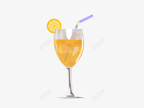 卡通橙汁psd免抠素材_新图网 https://ixintu.com 卡通橙汁 果汁 橙汁 水果 高脚杯 黄色