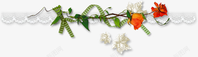 丝带红色花朵分割线png免抠素材_新图网 https://ixintu.com 丝带 分割线 红色 花朵