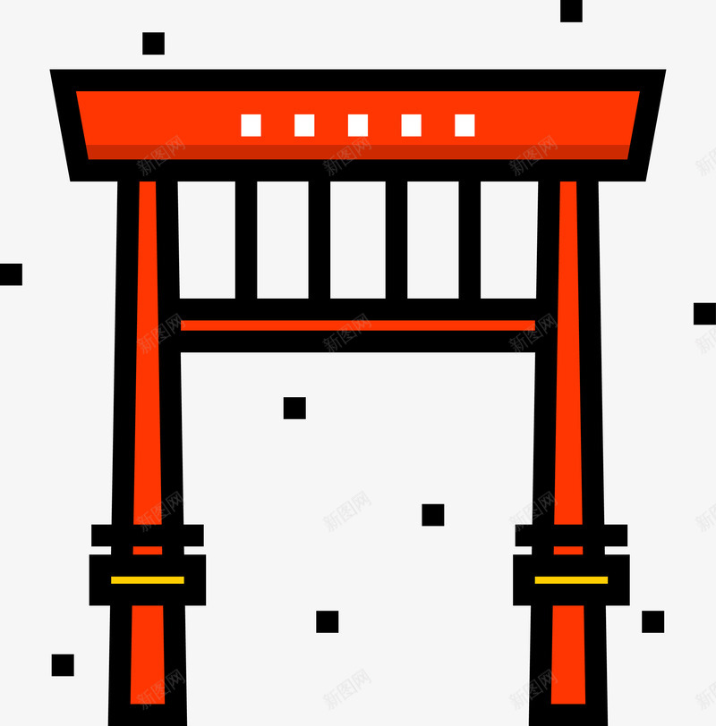 中国特色建筑牌坊图标png_新图网 https://ixintu.com 中国特色 中国风 中国风ico 中国风图标 图标icon 牌坊 红色 门