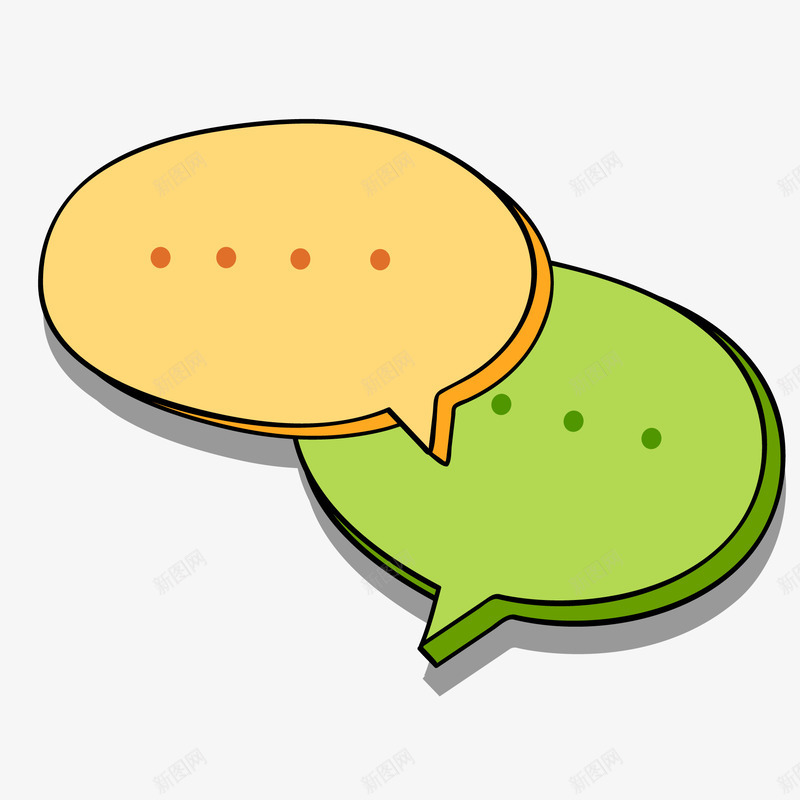 卡通立体的微信会话框矢量图ai免抠素材_新图网 https://ixintu.com 卡通 对话框 微信 手绘 立体 绿色 黄色 矢量图