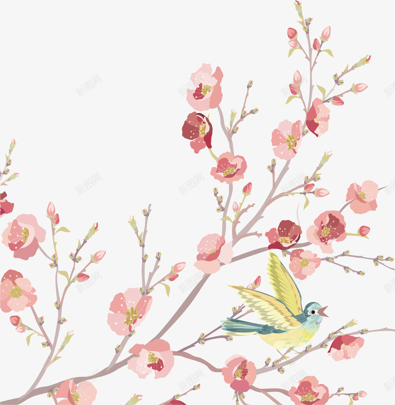 卡通水彩国画花鸟装饰图案png免抠素材_新图网 https://ixintu.com 中国风 喜鹊 国画工笔花鸟 国画花鸟 工笔画 工笔花鸟图 毛笔画喜鹊 画