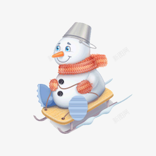 手绘滑雪雪人psd免抠素材_新图网 https://ixintu.com 小雪人 滑板桥 滑雪 雪人
