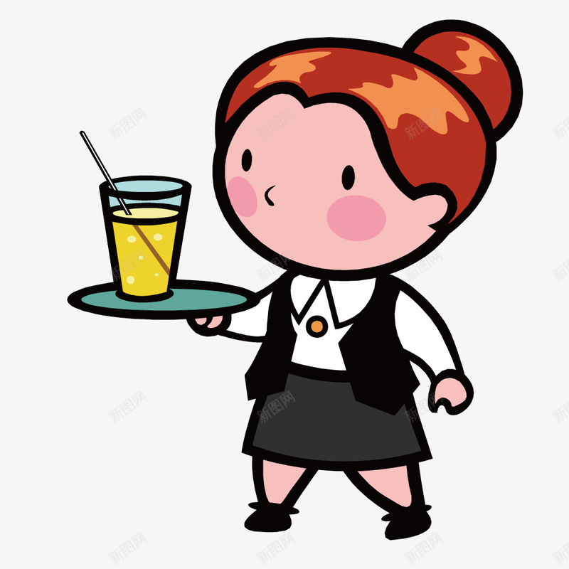 端果汁的女服务员矢量图ai免抠素材_新图网 https://ixintu.com 服务员 果汁 盘子 矢量图 酒女