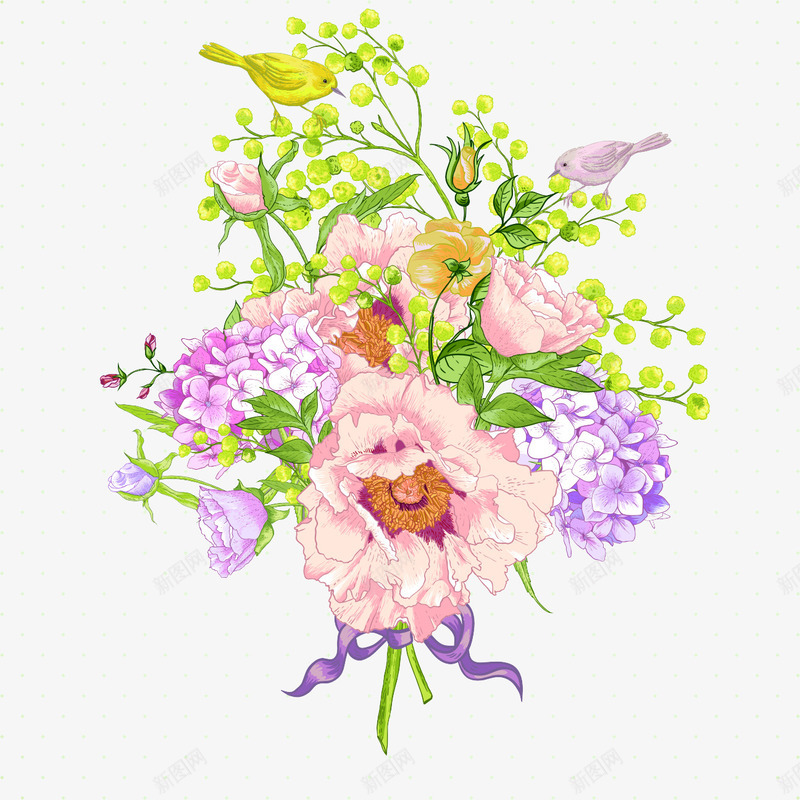 手绘植物花卉矢量图eps免抠素材_新图网 https://ixintu.com 卡片 名片 树叶 田园风 花 花卉 矢量图