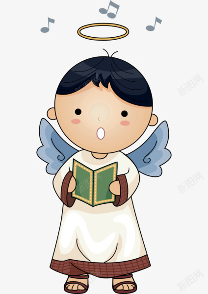 卡通天使png免抠素材_新图网 https://ixintu.com 卡通 圣歌 天使i翅膀 男孩 音符