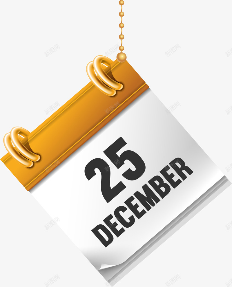 黄色圣诞节挂历日历png免抠素材_新图网 https://ixintu.com 25号 Christmas Merry 挂历 节日挂饰 黄色日历