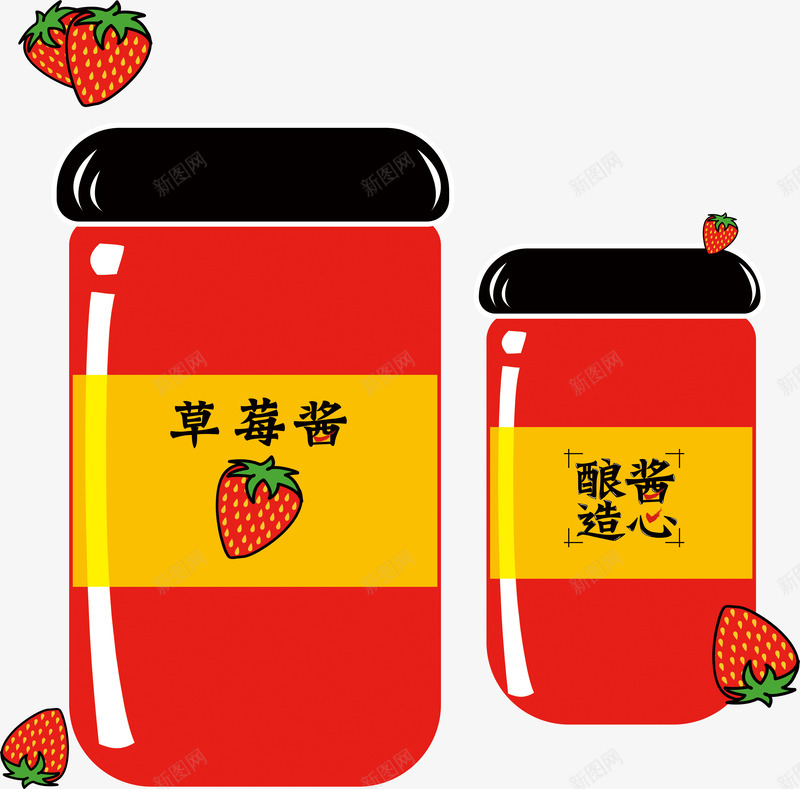 卡通手绘草莓果酱png免抠素材_新图网 https://ixintu.com 包装 新鲜 果酱 浆果 甜食 罐头 草莓 草莓酱 莓 食物