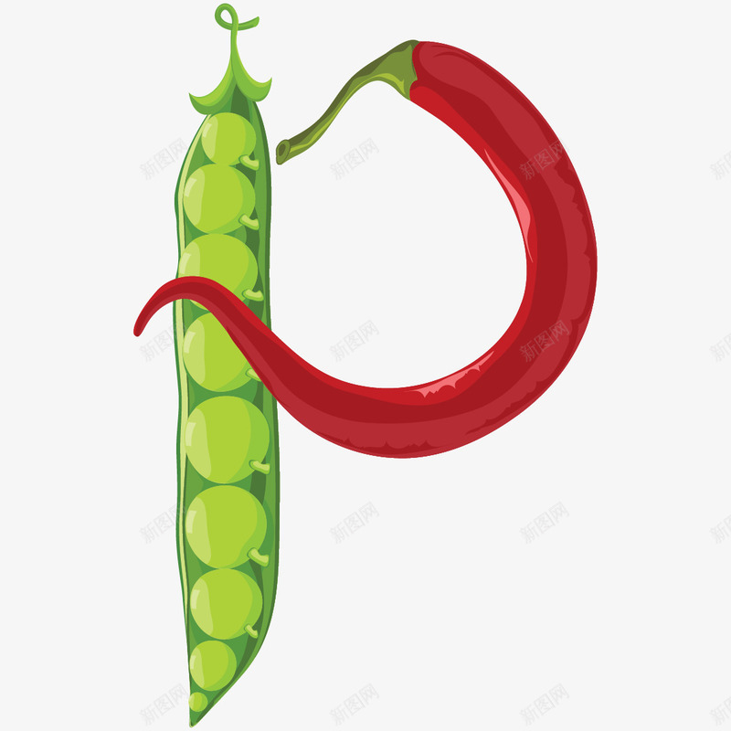 蔬菜英文字母Ppng免抠素材_新图网 https://ixintu.com P 字母 字母p 小写字母 英文字母 蔬菜 蔬菜字母 豌豆 辣椒