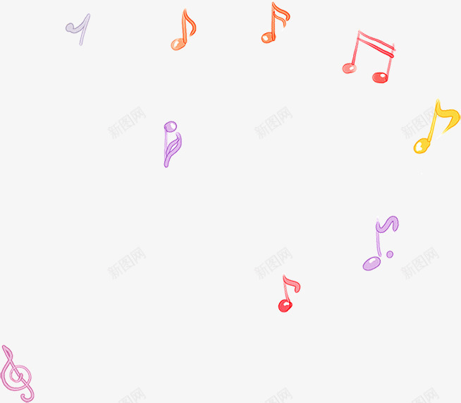 手绘彩色动感音符png免抠素材_新图网 https://ixintu.com 八分音符 动感 彩色 音符 音符花边