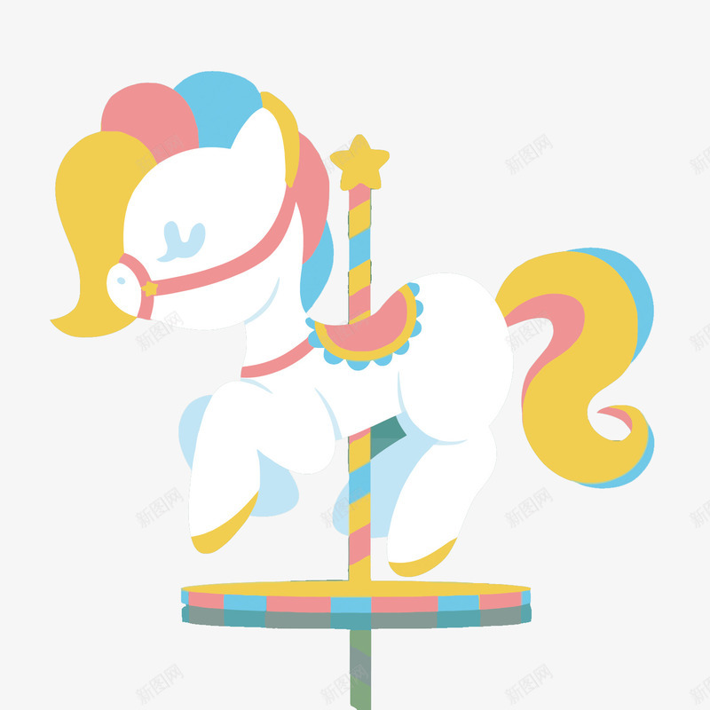卡通旋转木马png免抠素材_新图网 https://ixintu.com PNG PNG免费下载 PNG图片 卡通 可爱 旋转木马 游乐场 糖果色